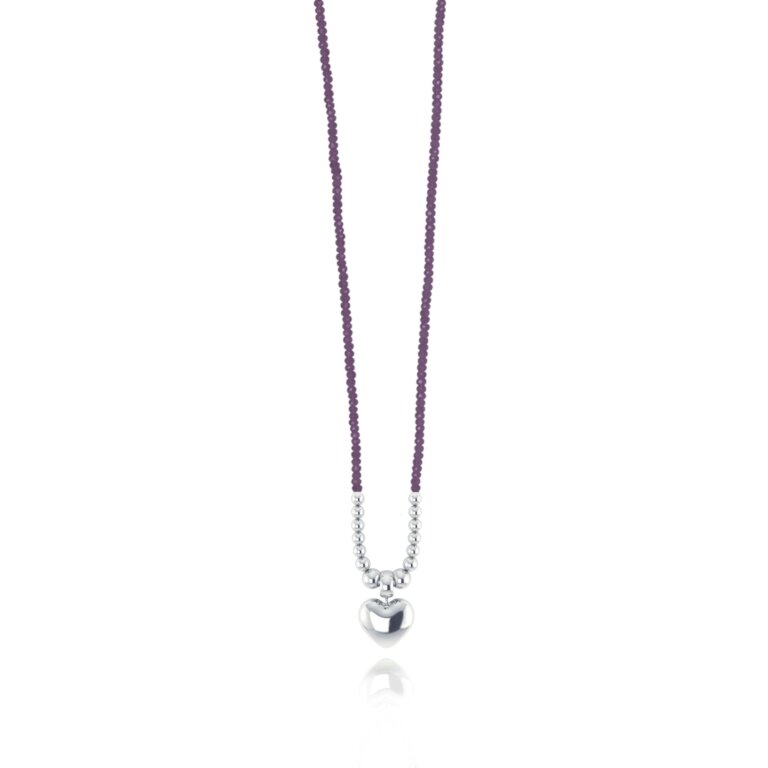 Auroroa Crystal 'Heart' Necklace In Plum