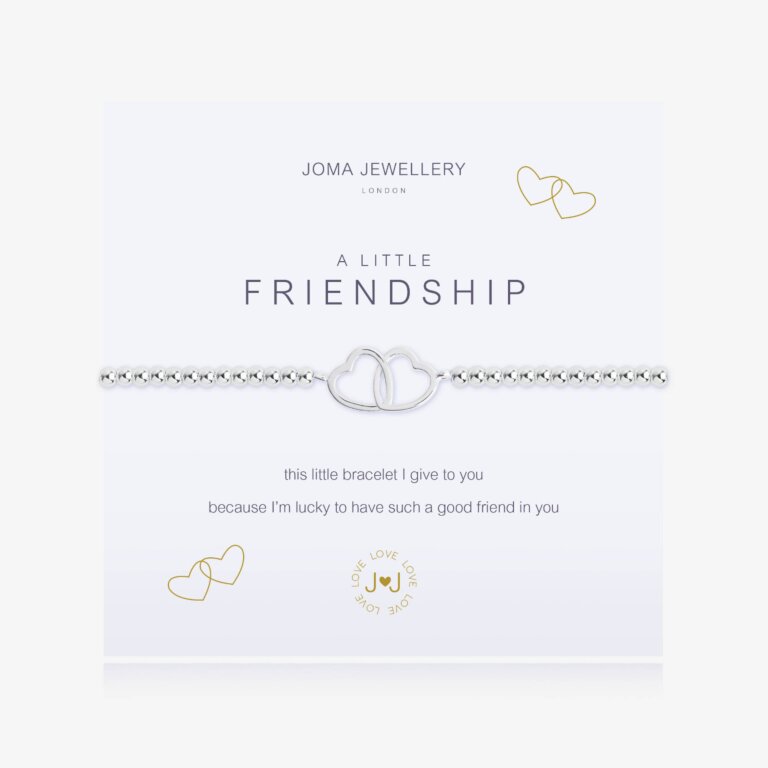A Little Friendship Bracelet From Joma Jewellery. Gift your Friend the perfect sentiment with our Silver Bracelet and beautiful joined heart charm. Making the perfect Birthday present for your friend. 