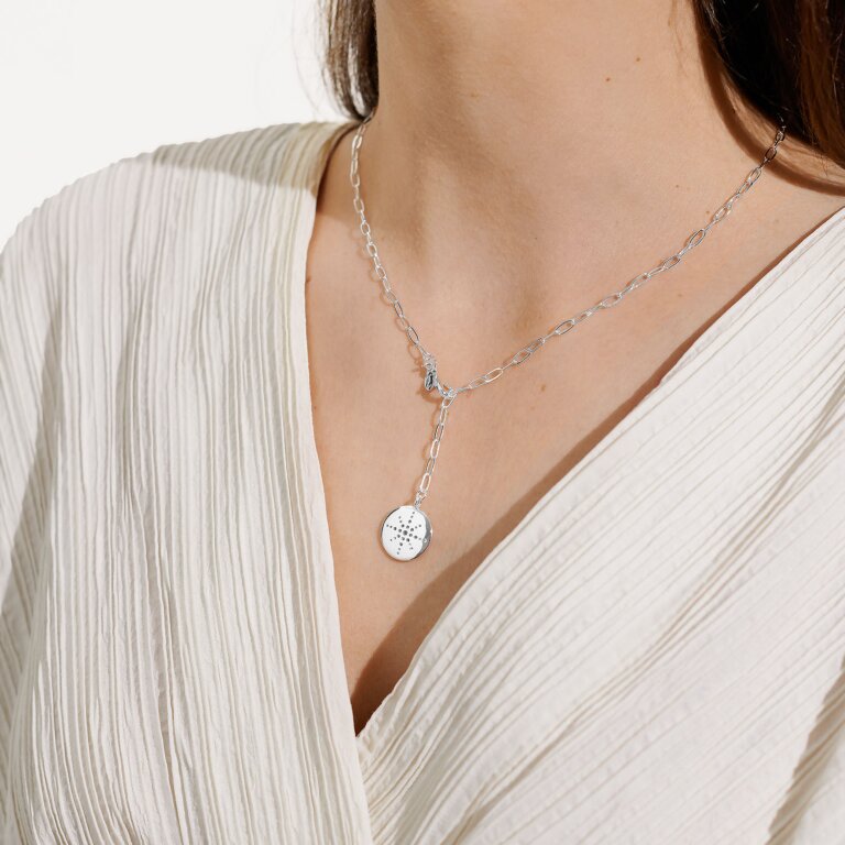 Nova Crystal Lariat Silver Necklace