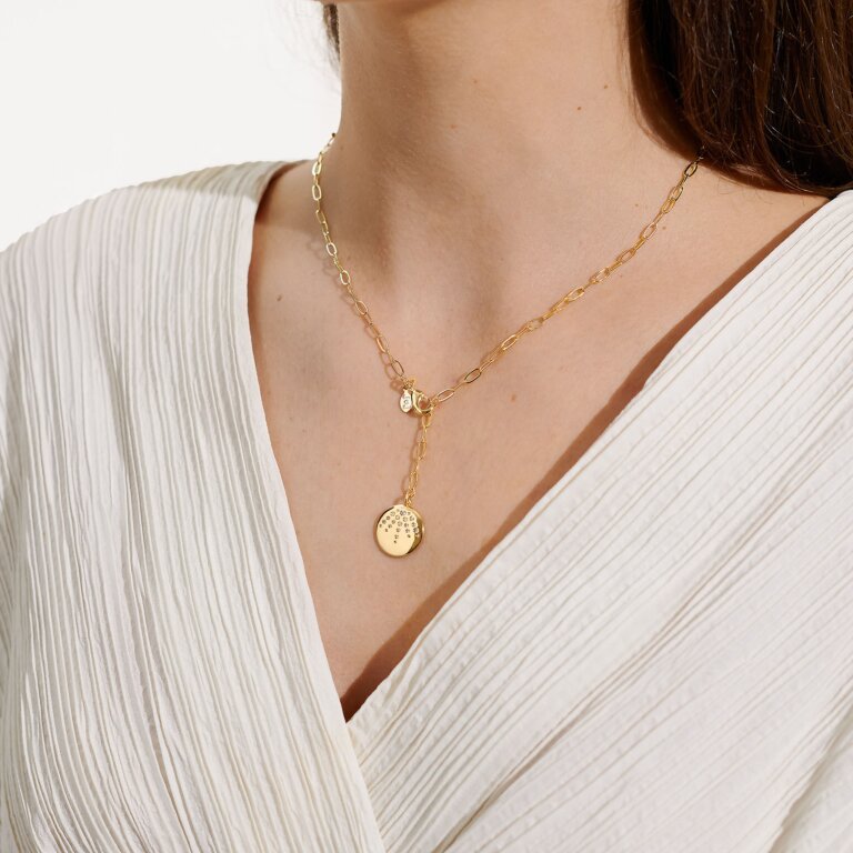 Nova Crystal Lariat Gold Necklace