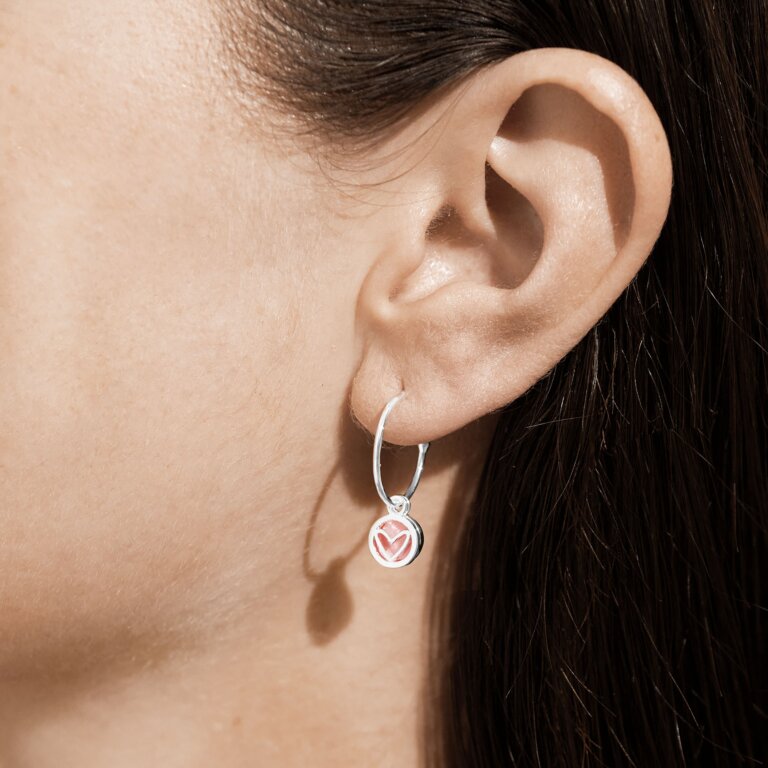 Perla Pink Mother Of Pearl Heart Hoop Earrings