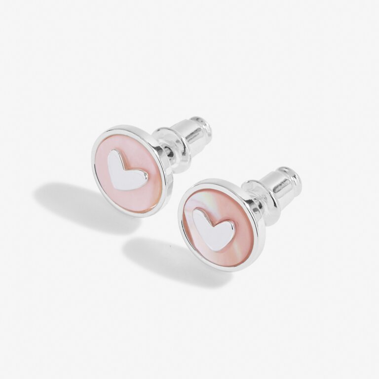 Perla Pink Mother Of Pearl Heart Stud Earrings