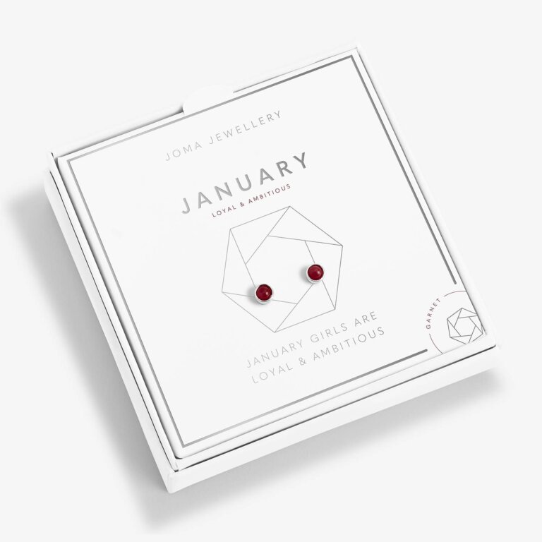 January 'Garnet' Birthstone Boxed Earrings
