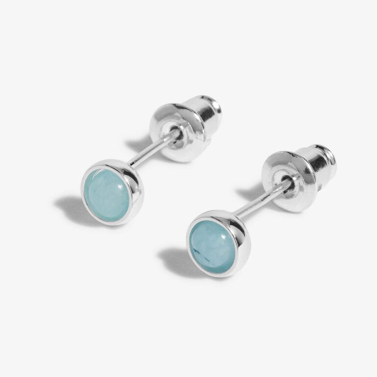 March 'Aqua Crystal' Birthstone Boxed Earrings