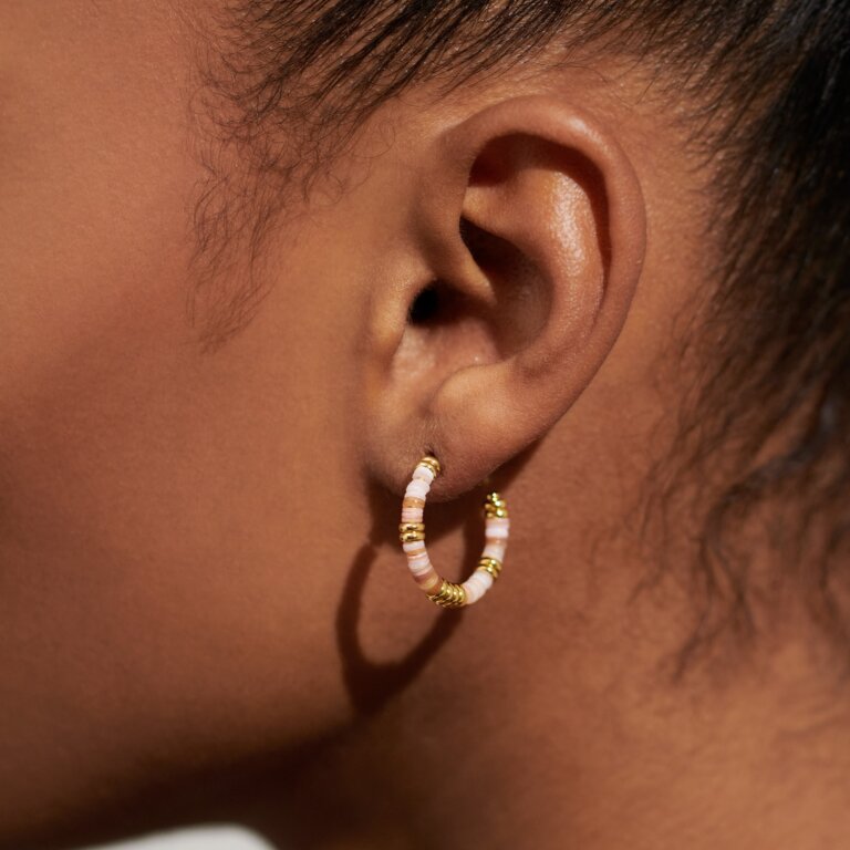 Summer Solstice Pink Beaded Hoop Earrings