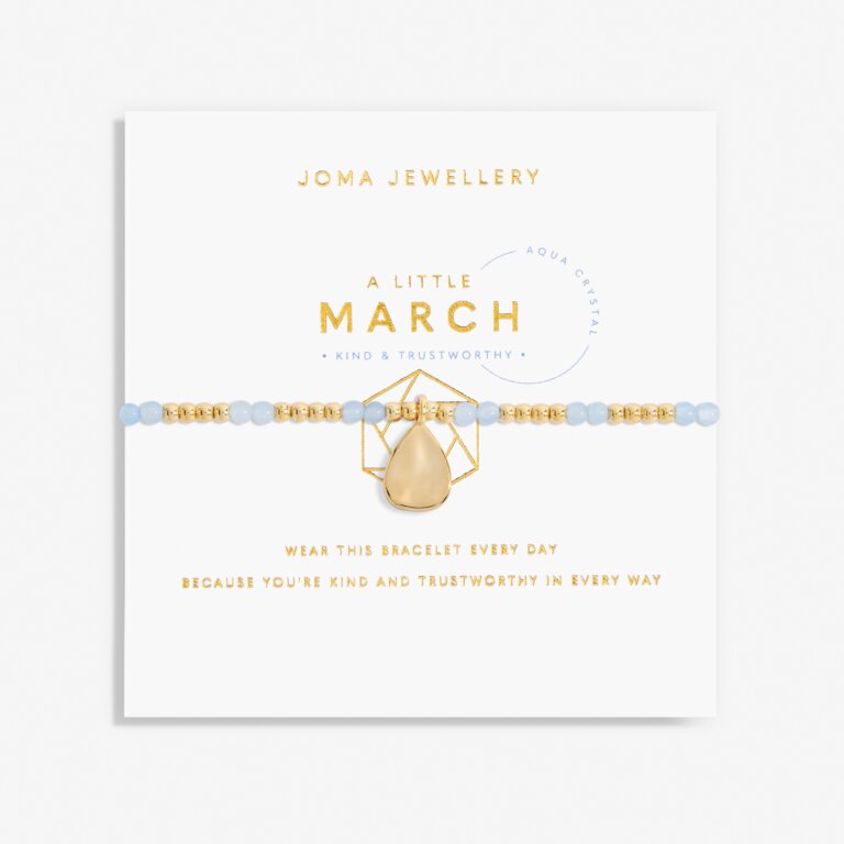 A Little Birthstone 'March' Gold Bracelet 