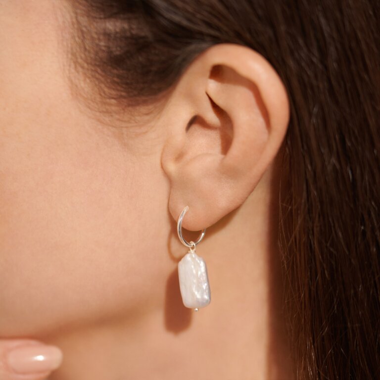 Lumi Pearl Silver Hoop Earrings