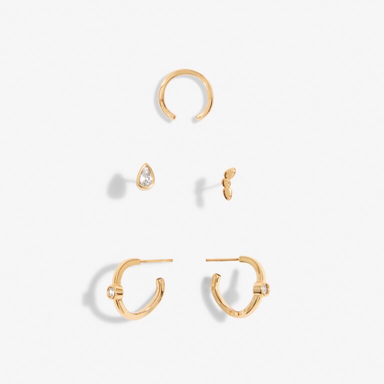 Stacks Of Style Gold Organic Shape Earrings Set