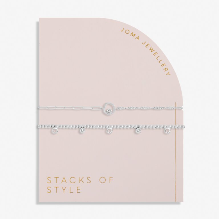 Stacks Of Style Silver Organic Shape Bracelet Set Of 2