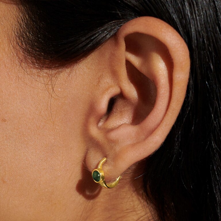 'May' Birthstone Hoop Earrings In Gold Plating