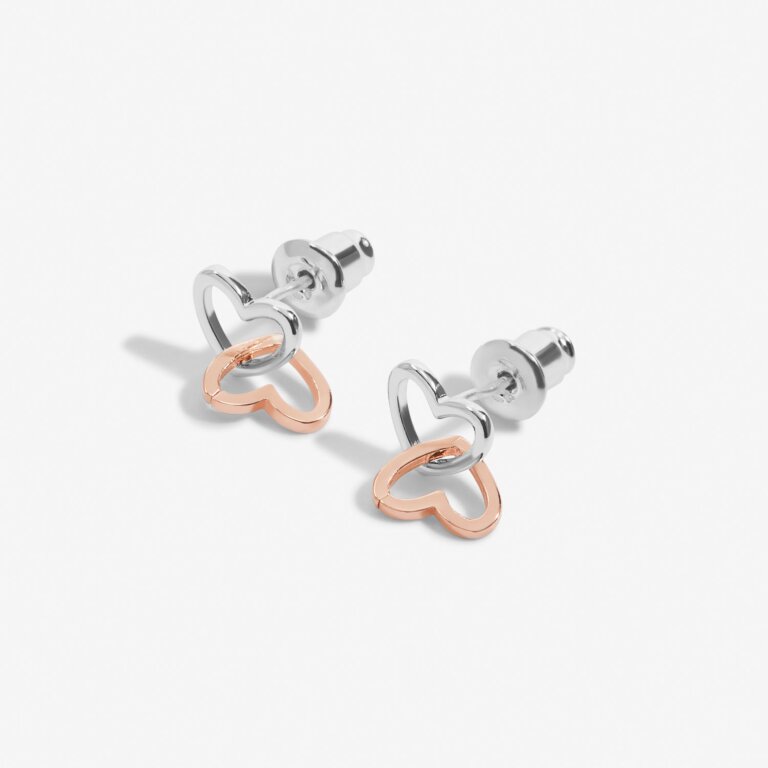 Forever Yours 'Fabulous Friend' Earrings In Silver Plating And Rose Gold Plating