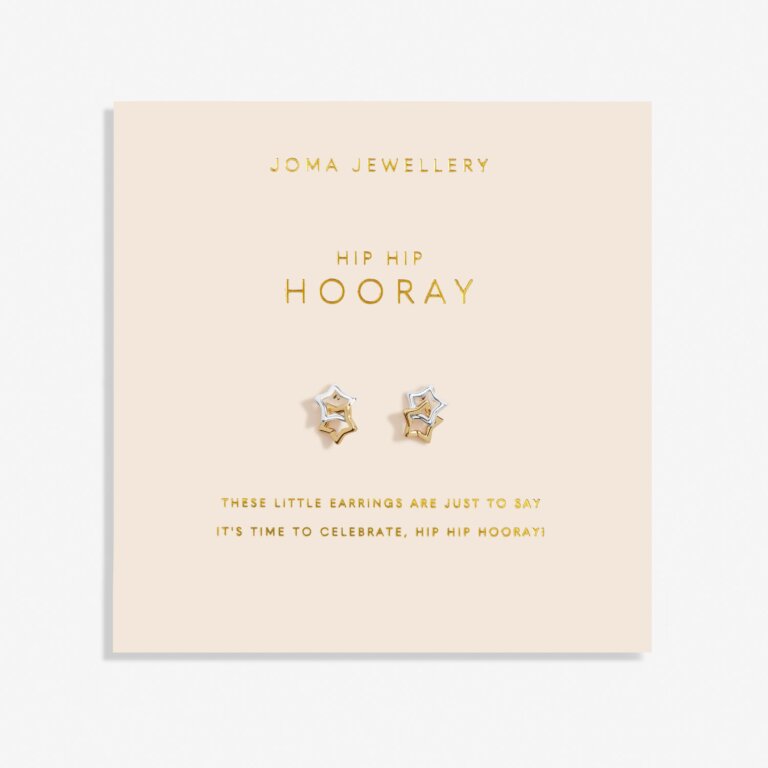 Forever Yours 'Hip Hip Hooray' Earrings In Silver Plating And Gold Plating