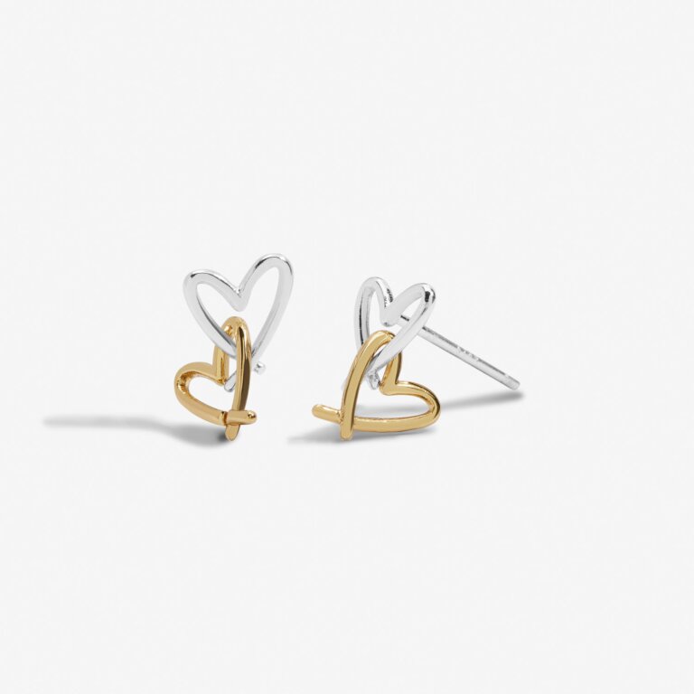 Forever Yours 'Lots Of Love' Earrings In Silver Plating And Gold Plating