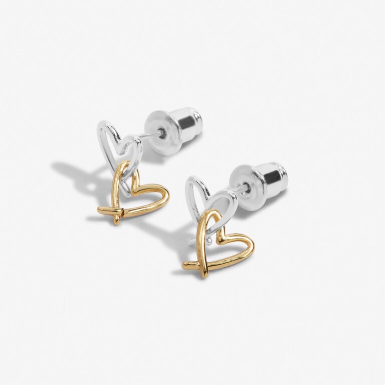 Forever Yours 'Lots Of Love' Earrings In Silver Plating And Gold Plating