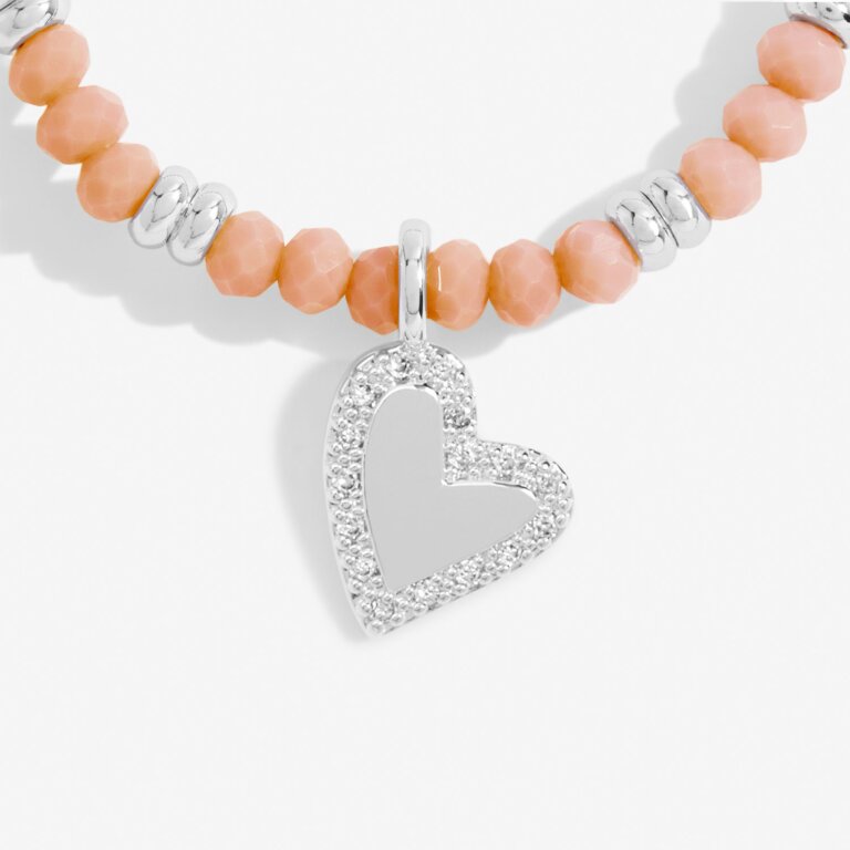 Boho Beads Heart Bracelet In Orange And Silver Plating
