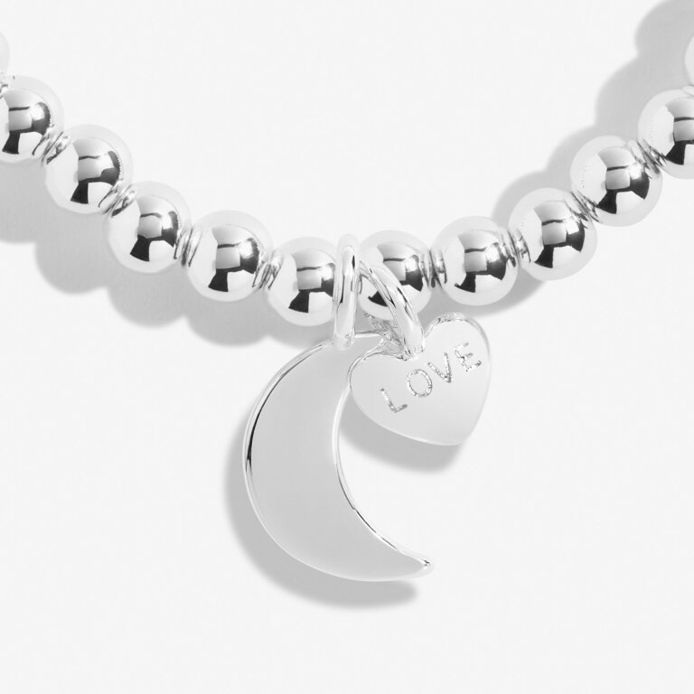 A Little 'I Love You To The Moon And Back Mum' Bracelet In Silver Plating