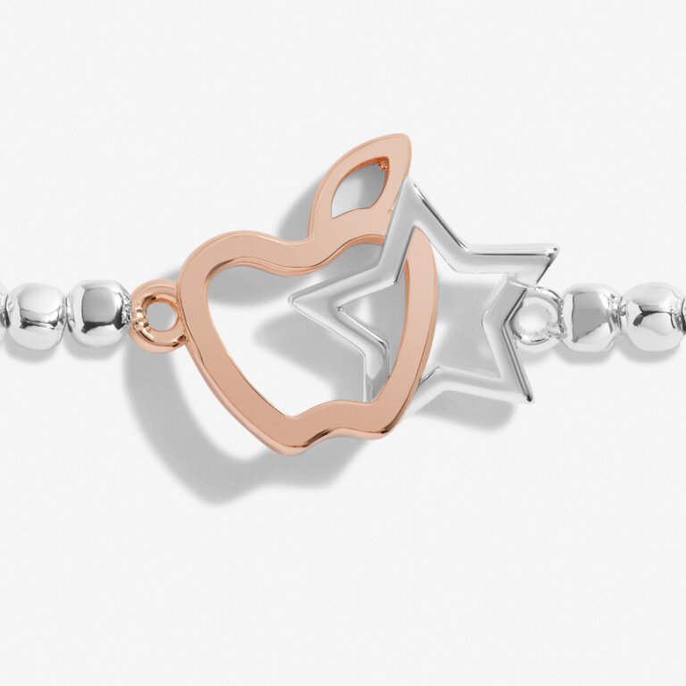 Forever Yours 'Thank You Teacher' Bracelet In Silver Plating And Rose Gold Plating