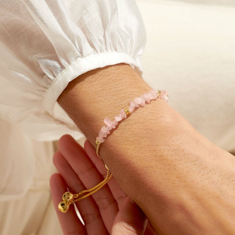 Manifestones Rose Quartz Bracelet In Gold Plating