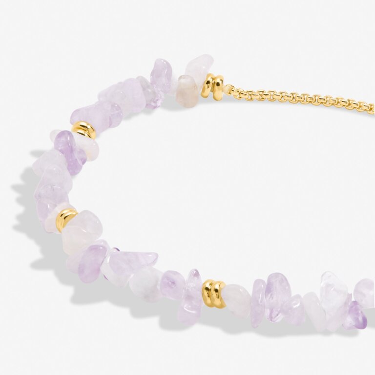 Manifestones Lilac Crystal Bracelet In Gold Plating
