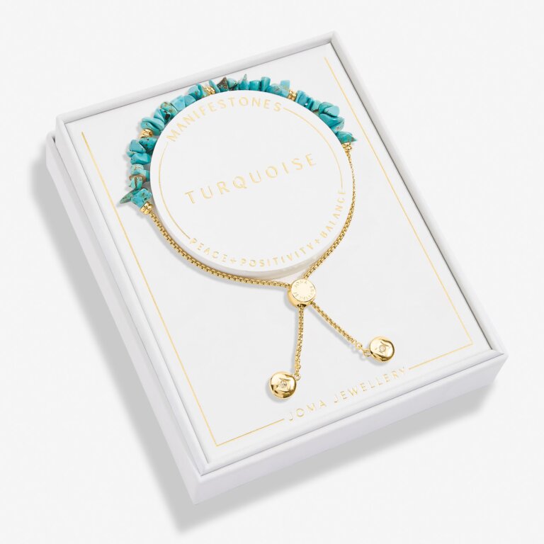 Manifestones Turquoise Bracelet In Gold Plating