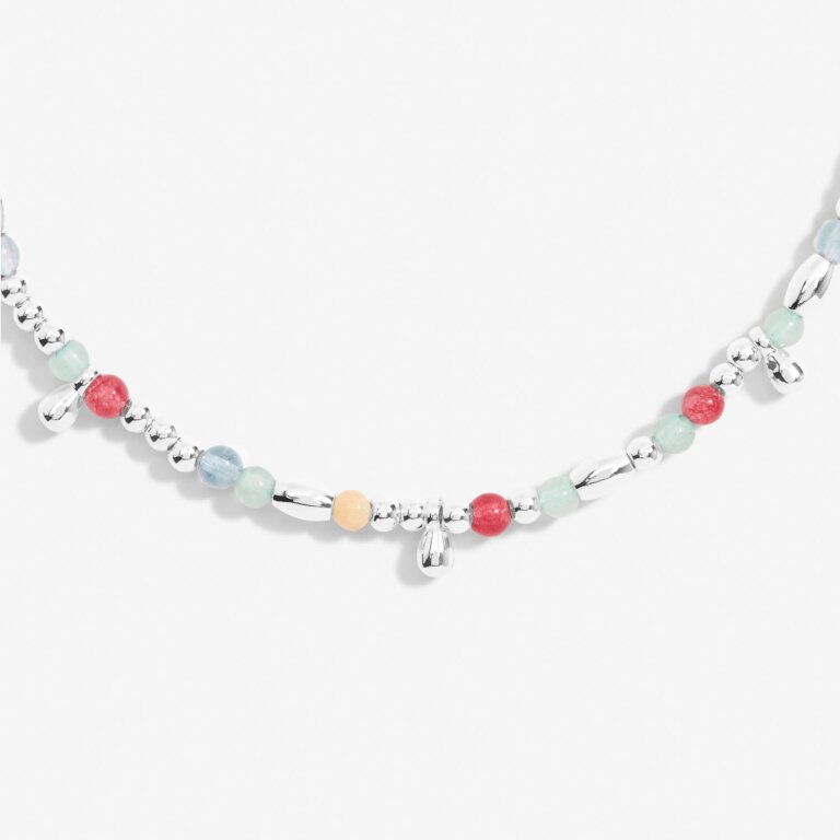 Multi Stone Anklet In Silver Plating