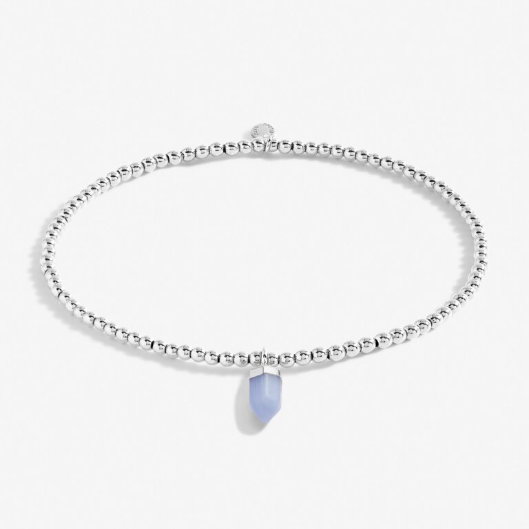 Blue Agate Crystal Anklet In Silver Plating