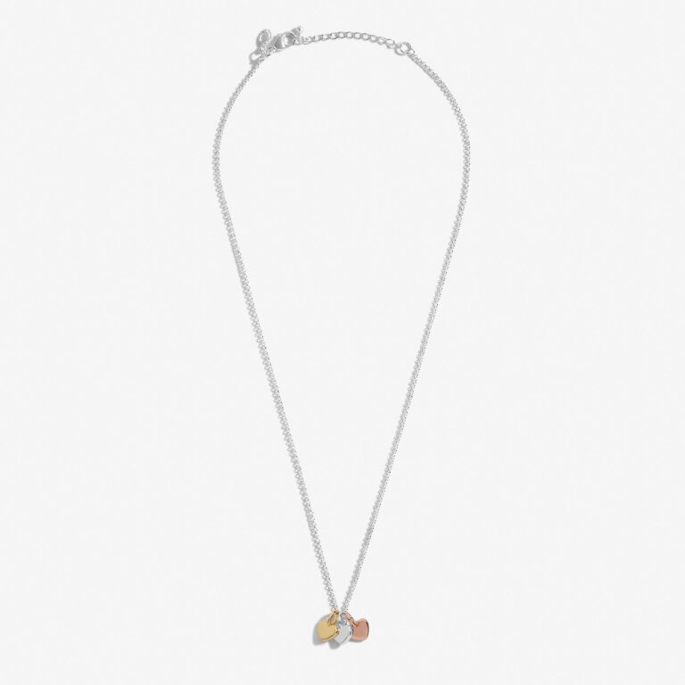 Mini Charms Hearts Necklace In Silver Plating, Rose Gold Plating And Gold Plating