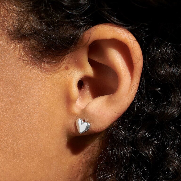 Mini Charms Heart Earrings In Silver Plating