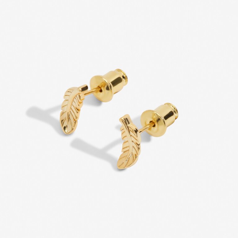 Mini Charms Feather Earrings In Gold Plating