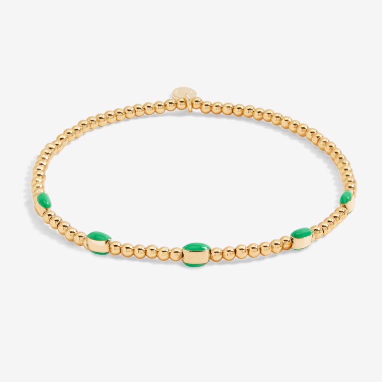 Stacks Of Style Set Of 2 Bracelets In Green Enamel And Gold Plating