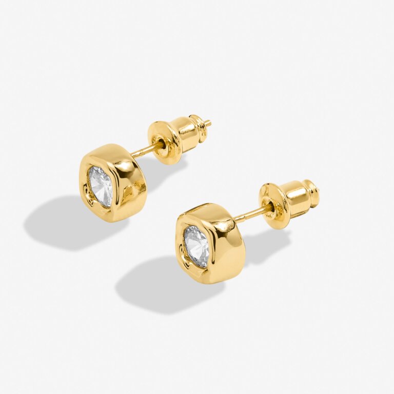 Solaria Stud Earrings In Cubic Zirconia And Gold Plating