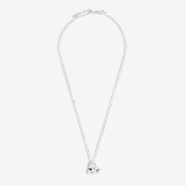 Gem Glow Hammered Necklace In Silver Plating