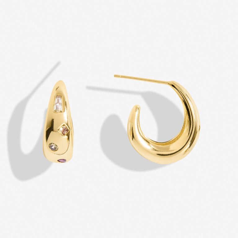 Gem Glow Gem Cluster Hoop Earrings In Gold Plating