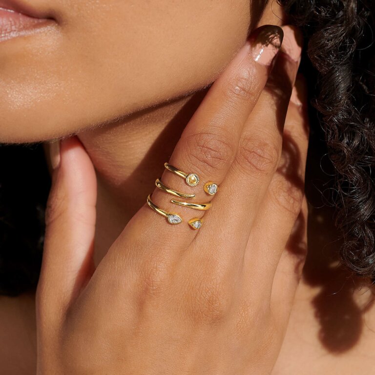 Stacks Of Style Set Of 3 Rings In Cubic Zirconia And Gold Plating