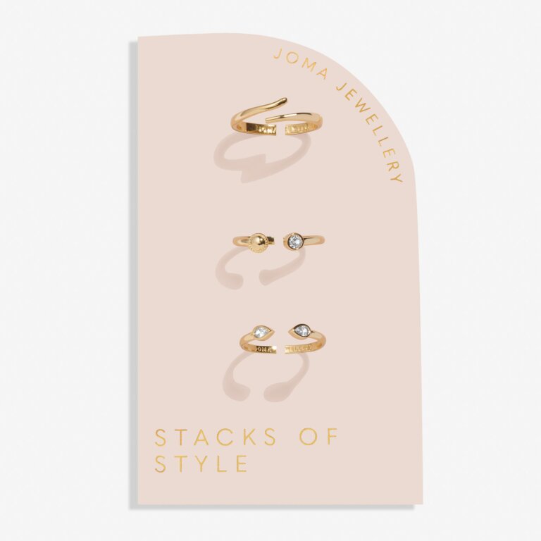 Stacks Of Style Set Of 3 Rings In Cubic Zirconia And Gold Plating