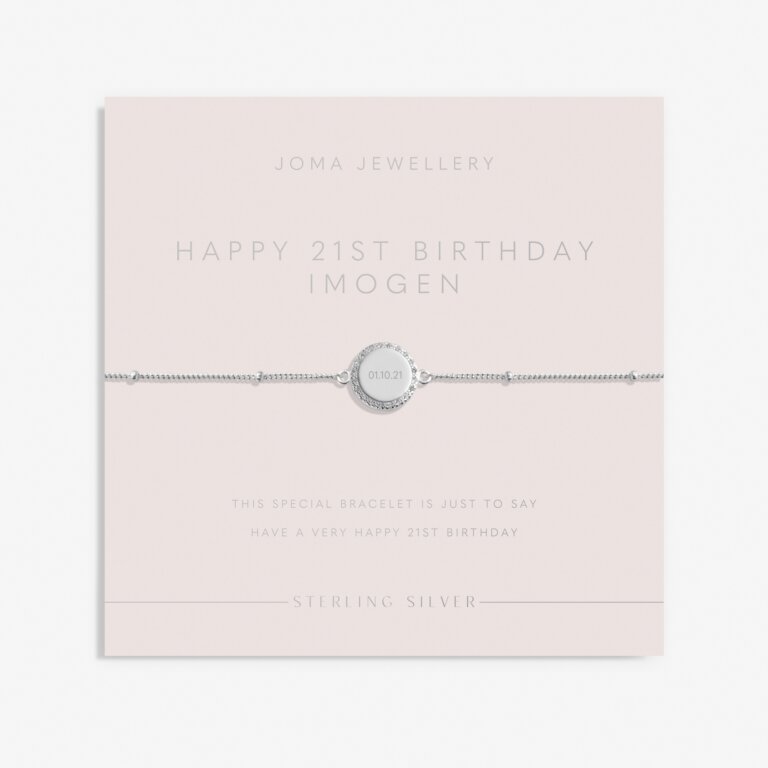 Sterling Silver 'Happy 21st Birthday' Bracelet