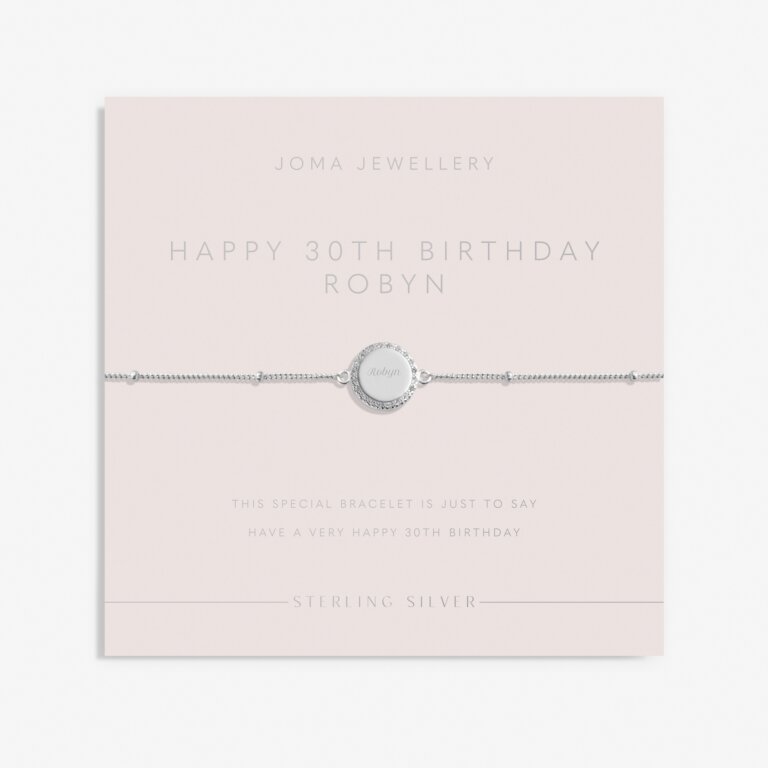 Sterling Silver 'Happy 30th Birthday' Bracelet
