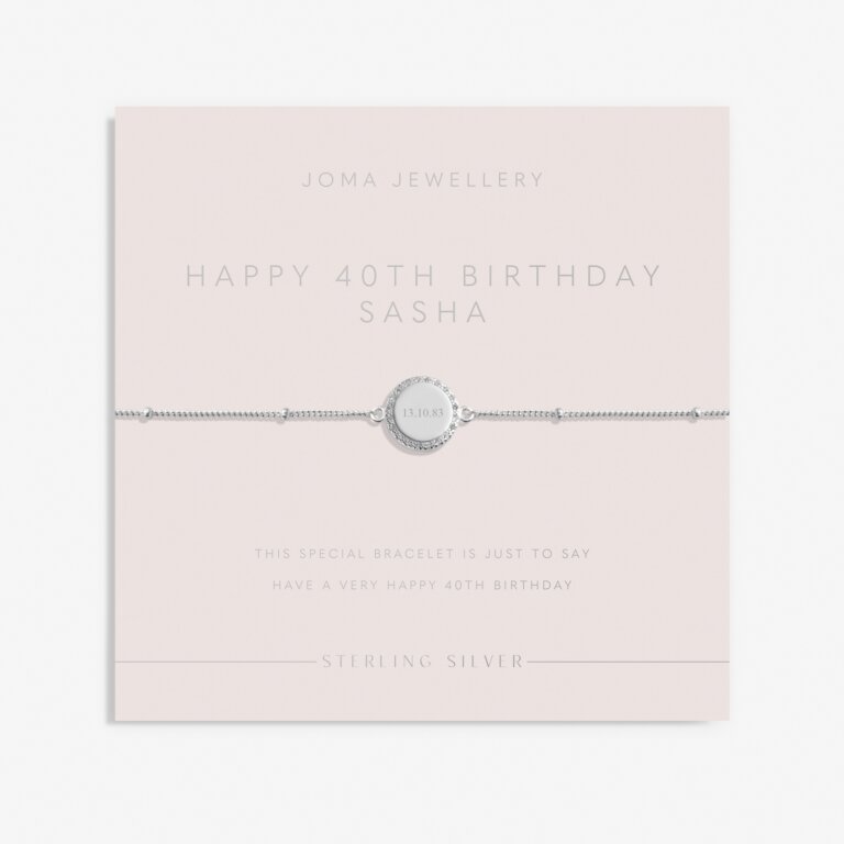 Sterling Silver 'Happy 40th Birthday' Bracelet