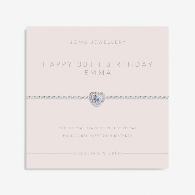 Sterling Silver 'Happy 30th Birthday' Bracelet 