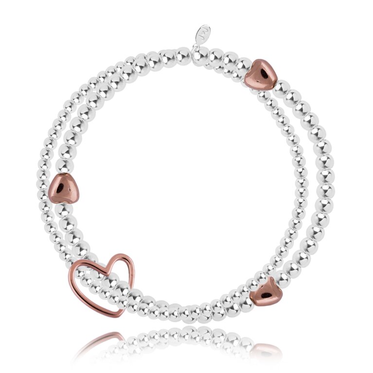 Lila Silver And Rose Gold Heart Bracelet