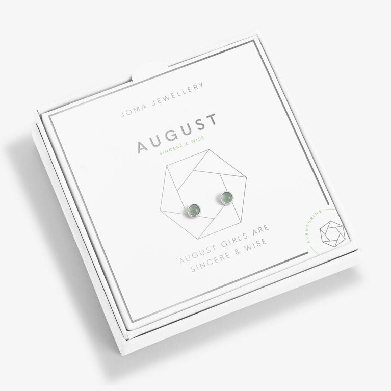 August 'Aventurine' Birthstone Boxed Earrings