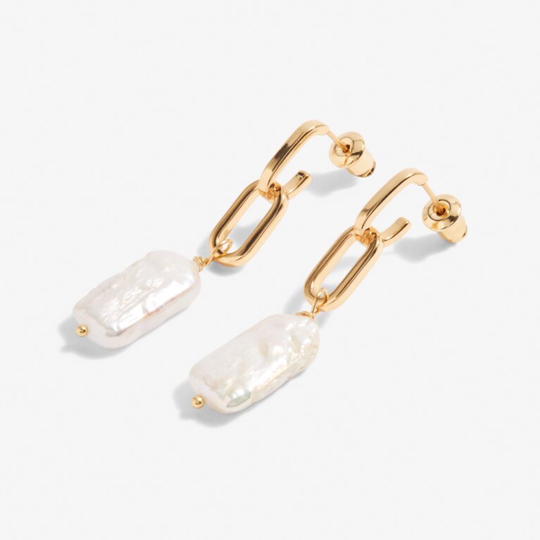 Lumi Pearl Gold Link Earrings