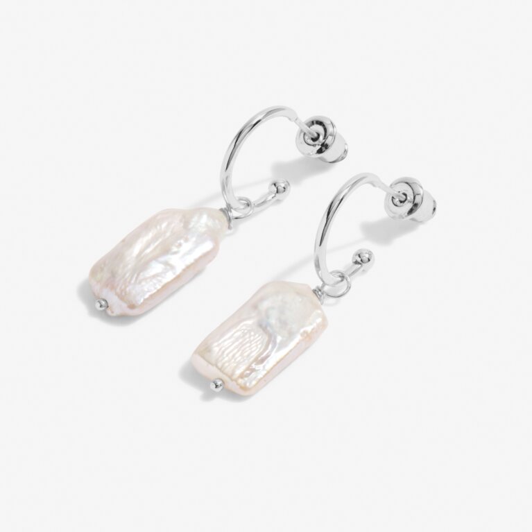 Lumi Pearl Silver Hoop Earrings