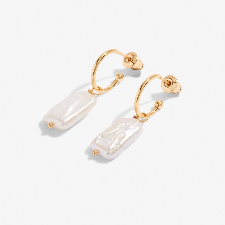 Lumi Pearl Gold Hoop Earrings