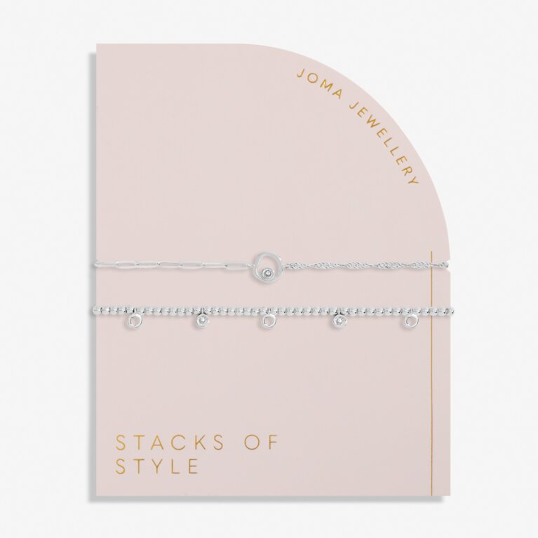 Stacks Of Style Silver Organic Shape Bracelet Set Of 2