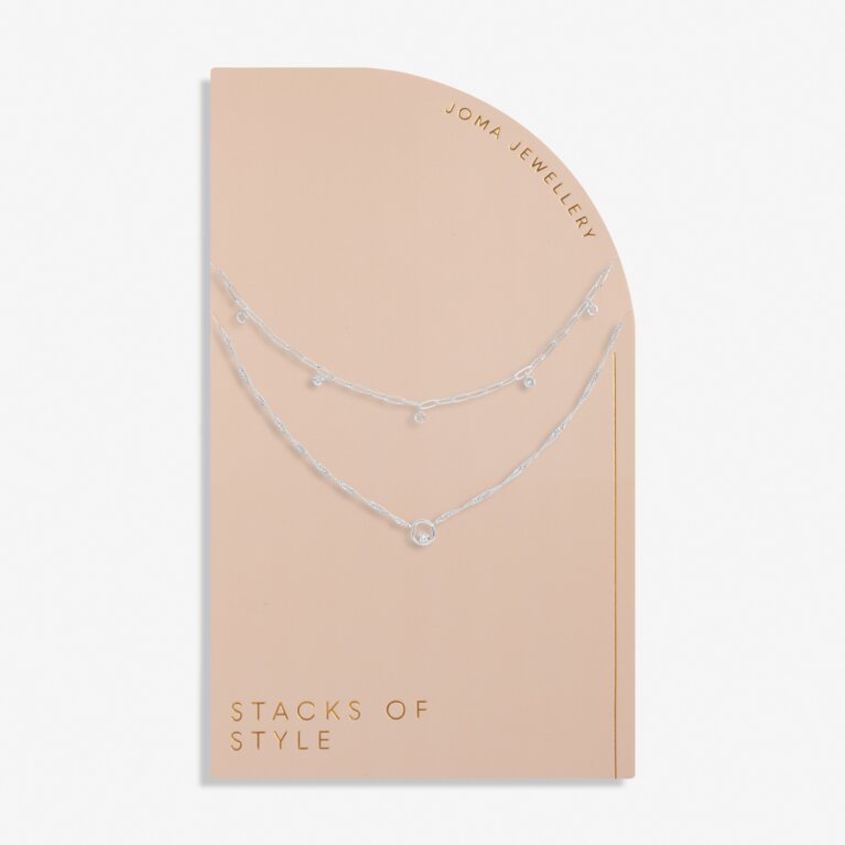 Stacks Of Style Silver Organic Shape Necklace