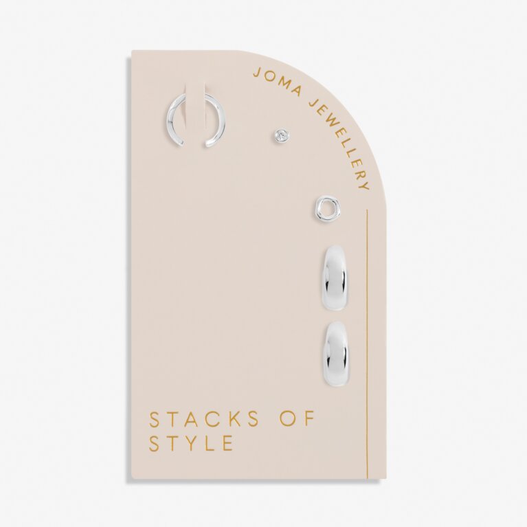Stacks Of Style Silver Organic Shape Earrings Set