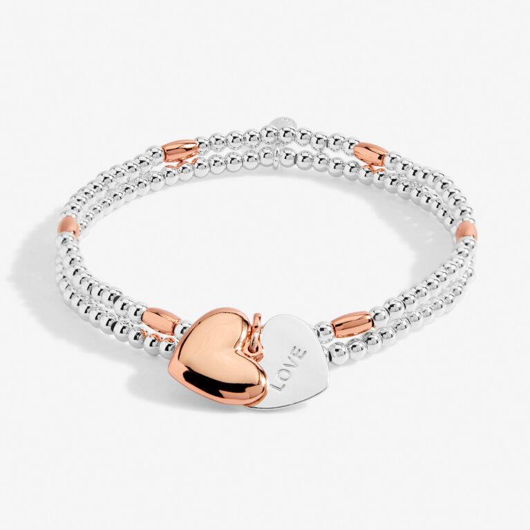 Lila Heart Silver And Rose Gold Bracelet