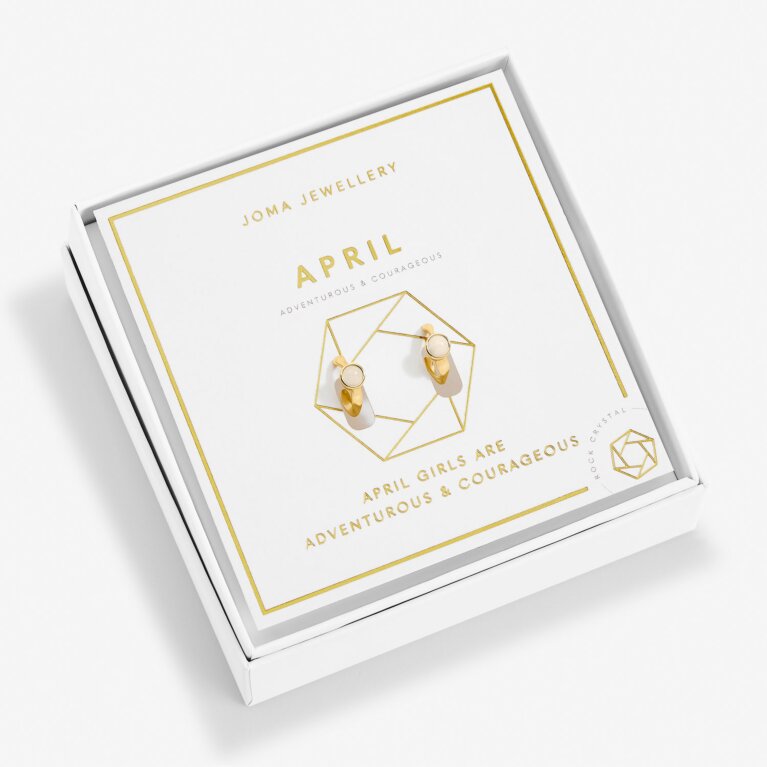 'April' Birthstone Hoop Earrings In Gold Plating