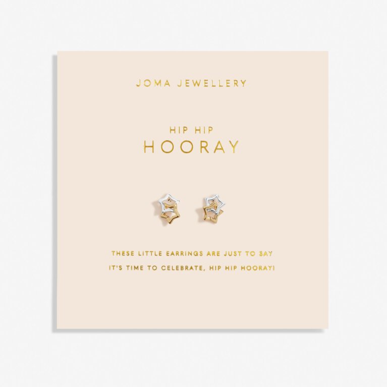 Forever Yours 'Hip Hip Hooray' Earrings In Silver Plating And Gold Plating